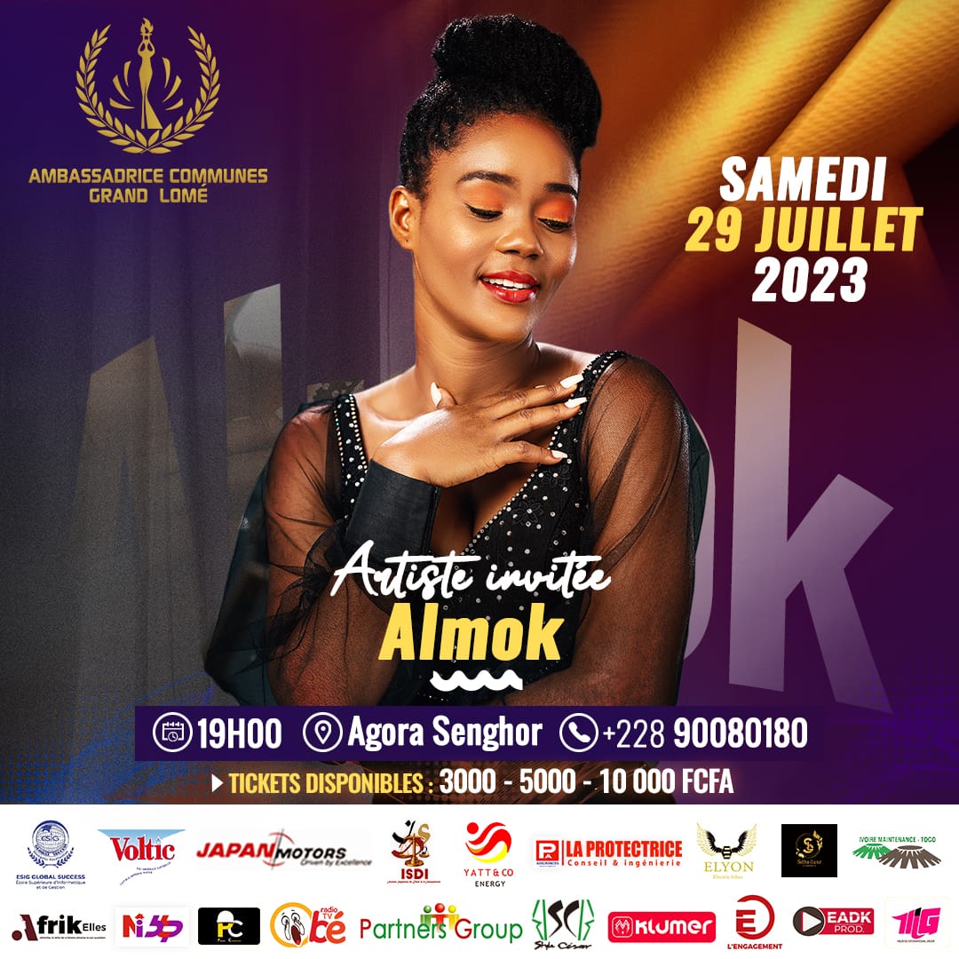 ACGL_Officiel's tweet photo. Bonne nouvelle  La Diva Almok sera sur la scène de la première édition de "Ambassadrice Communes Grand Lomé" à Agora Senghor ce 29 juillet à partir de 19 h 00. https://t.co/Q4jXGhWD5u