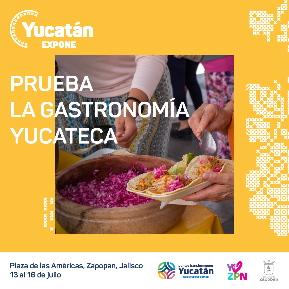 ¡YUCATÁN EN ZAPOPAN!🤍🪄

Gastronomía, hipiles, guayaberas, filigrana, miel, marquesitas, sombreros, artesanías, hamacas, vaquería, trova, y más.

📆13 al 16 de julio
📍Plaza de las Américas, Zapopan, Jalisco
⏰11 a 21 hrs
🔥¡ENTRADA LIBRE!

✨Programa bit.ly/3CEYR9V