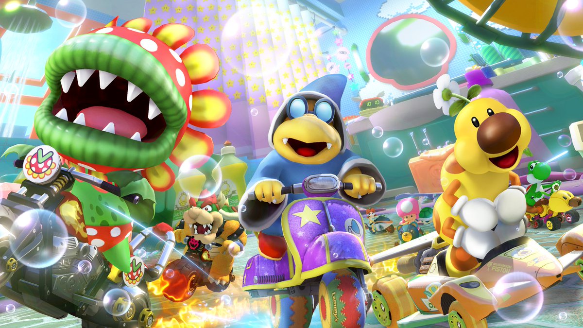 NintendoAmerica's tweet image. Wave 5 of the #MarioKart 8 Deluxe – Booster Course Pass brings back three more familiar characters. Petey Piranha, Kamek, and Wiggler all hit the starting line on 7/12!

Who will you be racing with first?