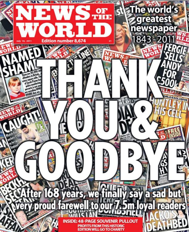 Twelve years ago today, the News of the World was printed for the final time…