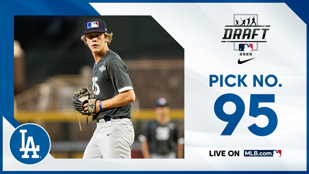 MLB Draft (@mlbdraft) on Twitter photo With the 95th pick, the <a href="/Dodgers/">Los Angeles Dodgers</a> select Grainger (TN) right-handed pitcher Brady Smith, No. 138 on the Top 250 Draft Prospects list.
Watch live: atmlb.com/3NMtu27 With the 95th pick, the <a href="/Dodgers/">Los Angeles Dodgers</a> select Grainger (TN) right-handed pitcher Brady Smith, No. 138 on the Top 250 Draft Prospects list.
Watch live: atmlb.com/3NMtu27