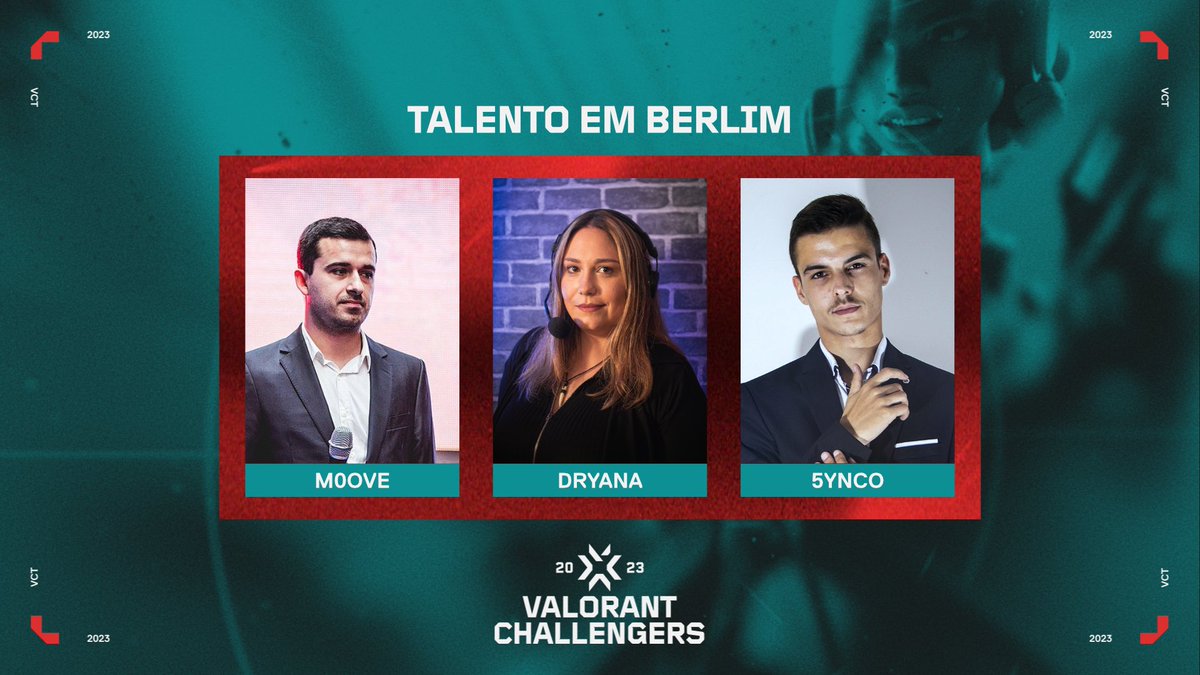 📢 #VCTAscensionEMEA Playoffs

O <a href="/m0oVe/">Moove</a>, a <a href="/DryanaOfficial/">Adriana ' DryanaOfficial ' Madureira</a> e o <a href="/5ynco_rs/">5YNCO</a> vão a Berlim para nos trazer cast em português diretamente da arena, onde os <a href="/sawggofficial/">SAW</a> vão jogar 💪🏻🇵🇹
