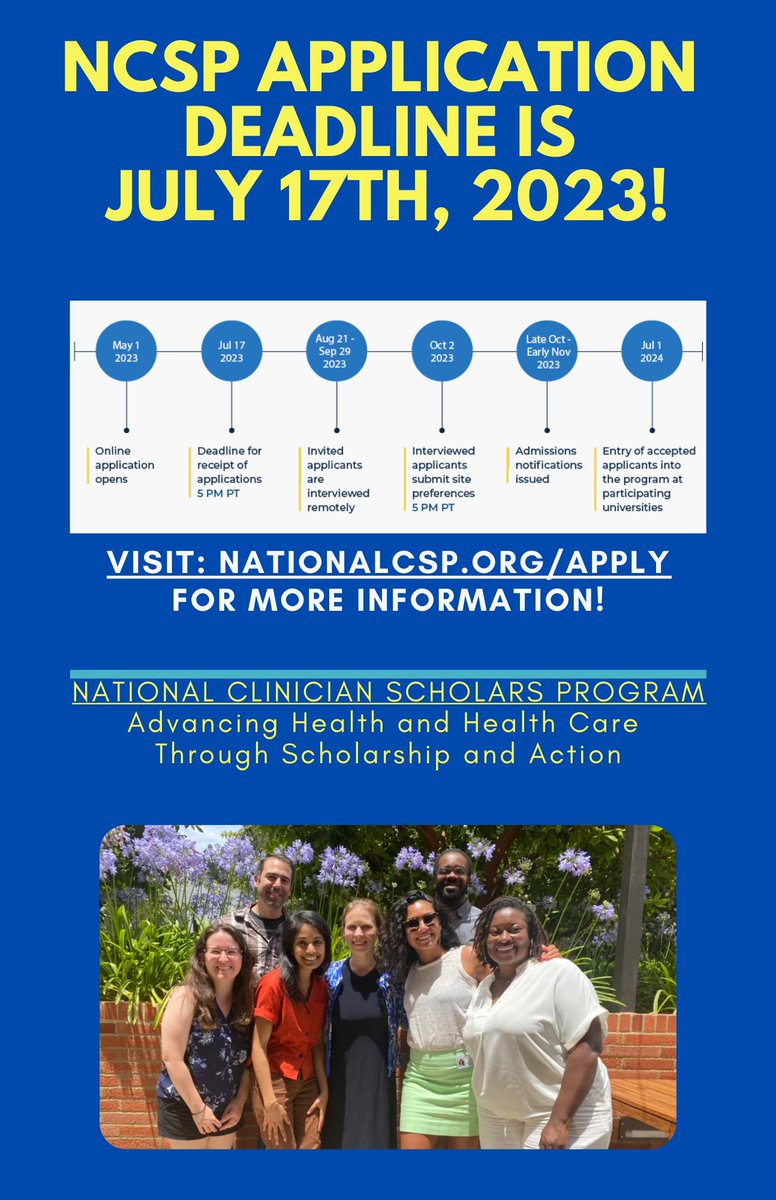 One week left to apply for our next cohort! Come check us out at nationalcsp.org/apply ! #HealthPolicy #HealthEquity @NCSP_Yale @ncspMICHIGAN @NCSP_Penn @NCSP_UCSF @NCSP_UCLA @NCSP_Duke
