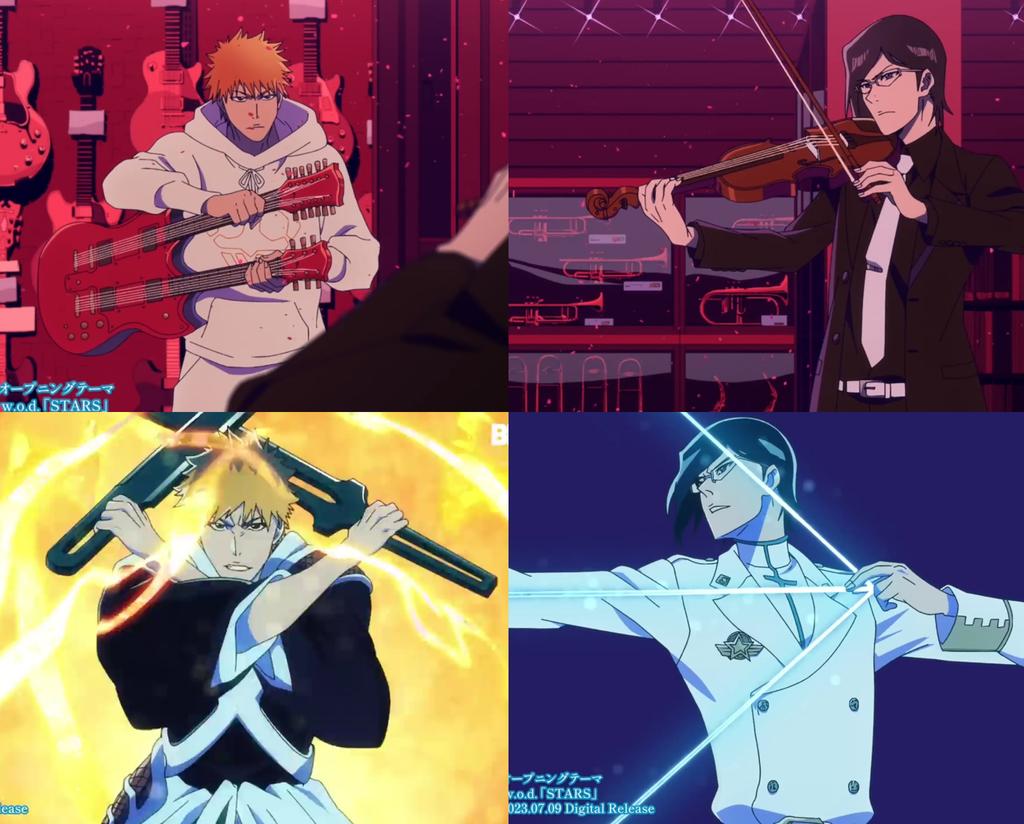 the instruments represent Ichigo's swords and Uryu's bow and arrow ⚔️🏹