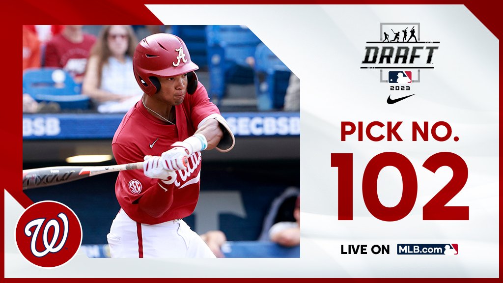 With the 102nd pick, the @Nationals select @AlabamaBSB outfielder Andrew Pinckney No. 216 on the Top 250 Draft Prospects list. Watch live: atmlb.com/3NMtu27