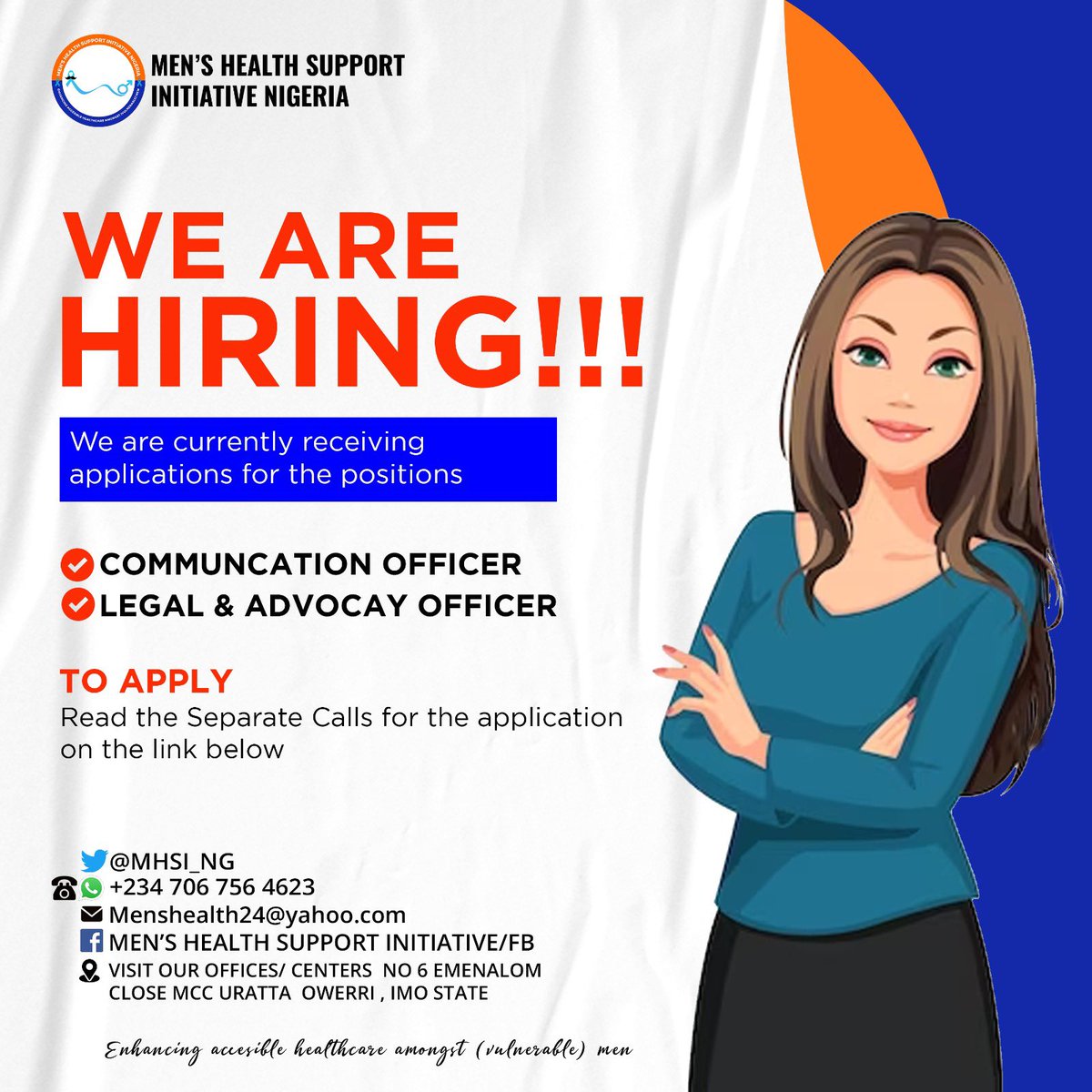 MHSI_NG's tweet photo. Glad to join our team ? . 
Kindly click the link below and apply, As we enhance quality services to our beneficiaries.
👇 
https://t.co/BbsXeZ1zJG https://t.co/AzlwbRKDku