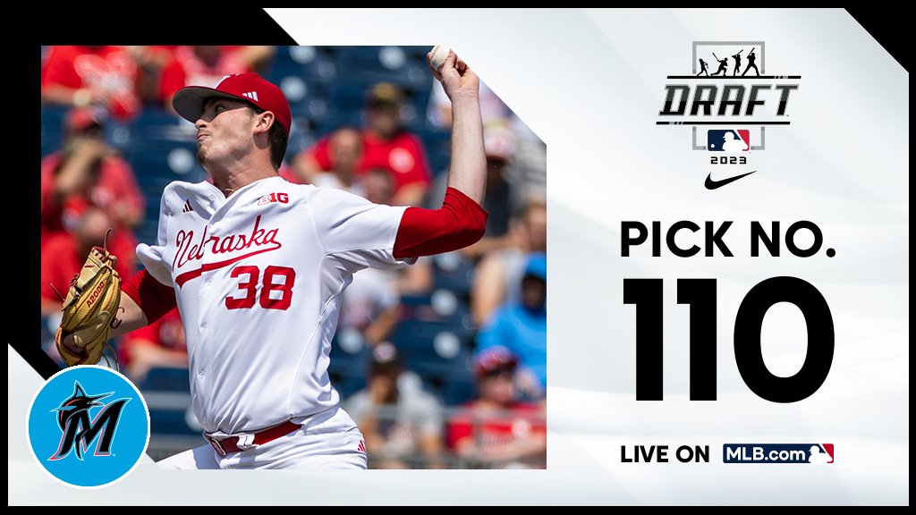 With the 110th pick, the <a href="/Marlins/">Miami Marlins</a> select @Husker_Baseball left-handed pitcher Emmett Olson, No. 228 on the Top 250 Draft Prospects list.

Watch live: atmlb.com/3NMtu27