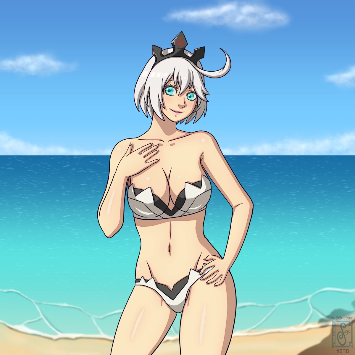 sokloeum's tweet photo. Here's Elphelt=Valentine from Guilty Gear. Based her swimsuit off her Xrd SIGN design (Revelator crown), but with her current colors.
If you like her, please vote.
Arunka from Epic Seven is next.
#4thANYSC #Elphelt #GUILTYGEAR #エルフェルト #ギルティギア https://t.co/kZX9qv9Rbh