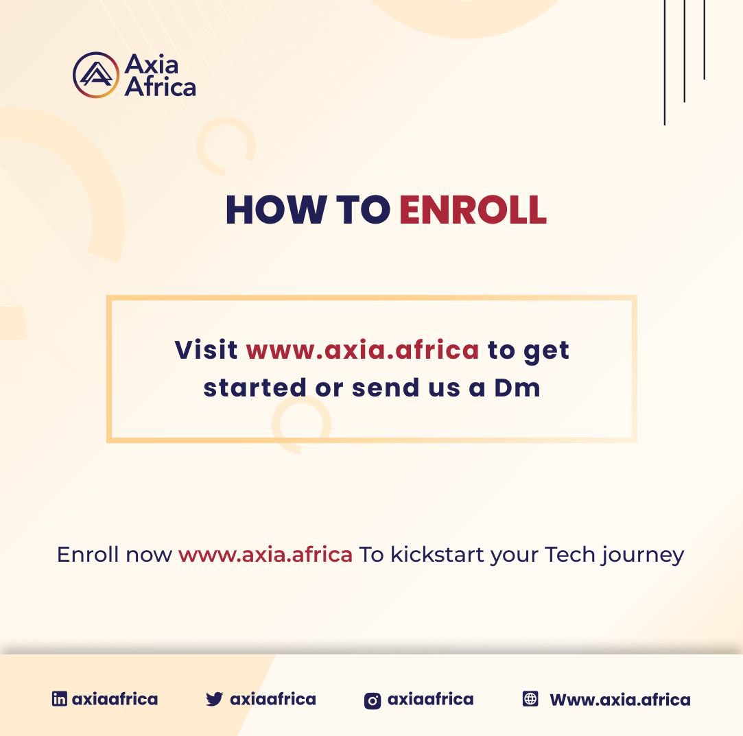 axiaafrica's tweet image. Axia Africa has a very comprehensive program at an affordable rate with a thoughtful payment plan option to make continuous leaning easy for all! 

Visit our website at Axia.Africa or send us a Dm on all of our socials to enroll! 

 #techacademy #techacademyinlagos
