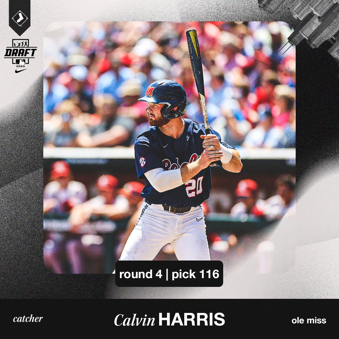With the 116th pick in the 2023 #MLBDraft, the White Sox select catcher Calvin Harris from Ole Miss.