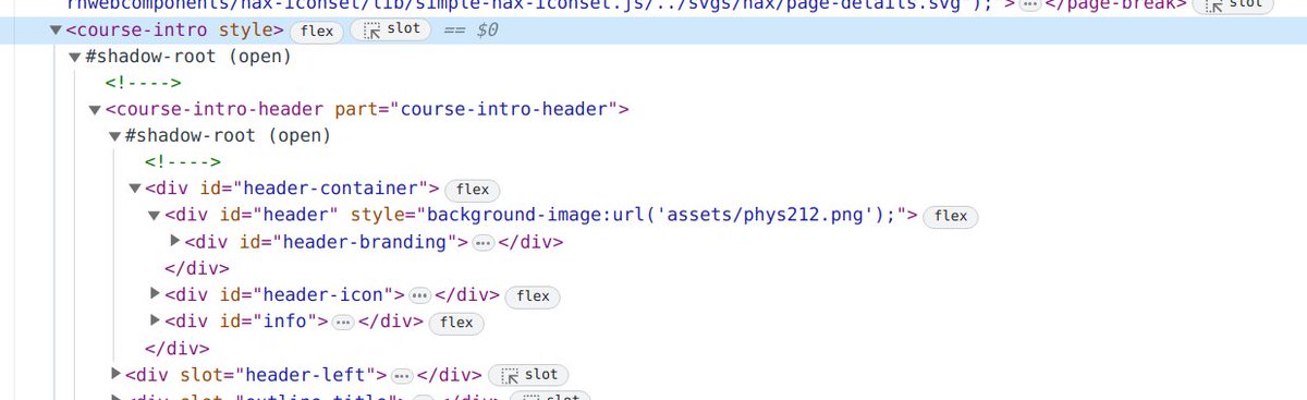 HAXTheWeb's tweet photo. Another #webcomponents victory
https://t.co/sqgo09rT2l

@Eberly_ODL has been building #OER courses w/ HAX for years. They wanted to make a grand entrance as far as the front-door (visually) to their courses so they made the element shown.

Now it's core in HAX7 for anyone to use! https://t.co/tx35C9RHa7