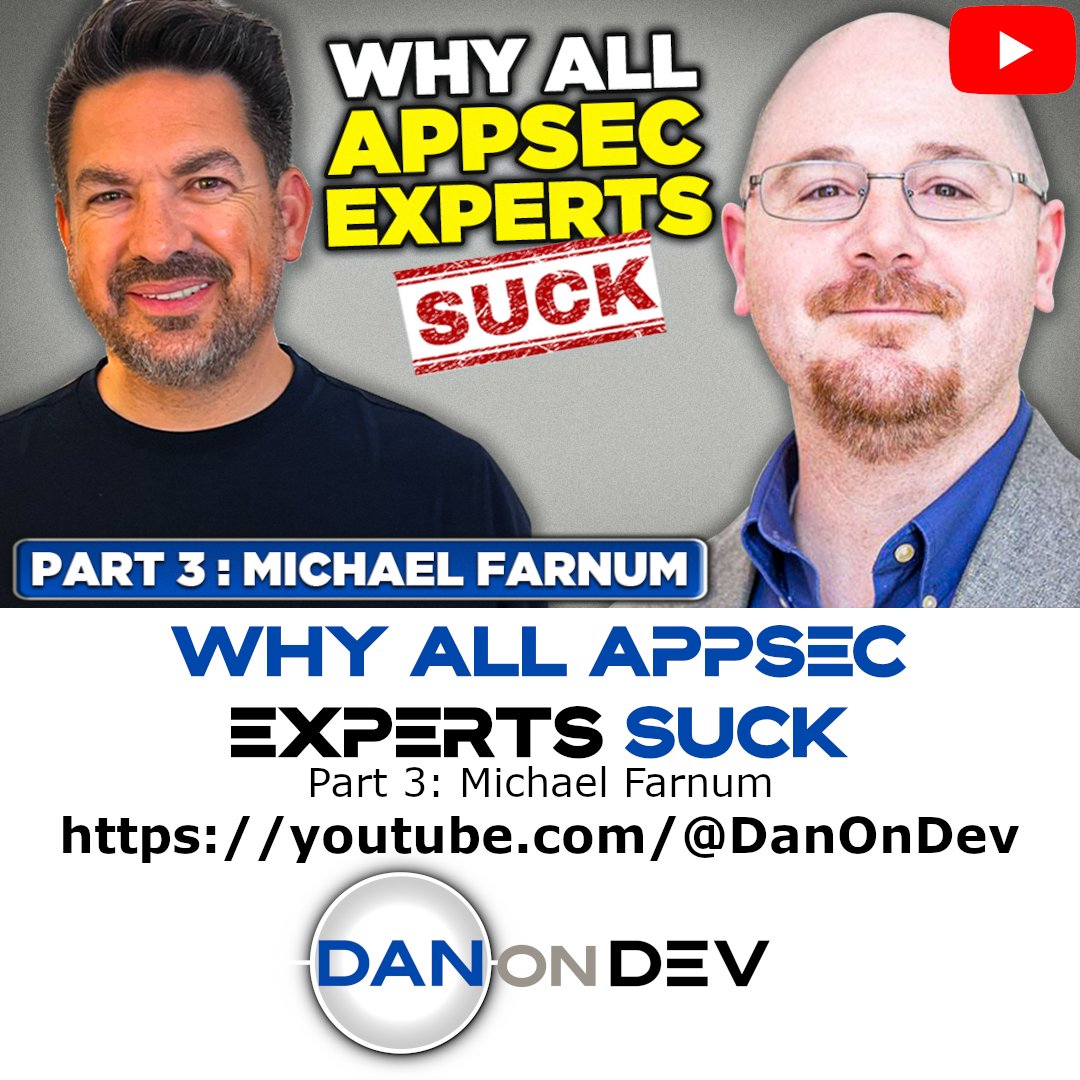 Why All AppSec Experts Suck! - Part 3: Michael Farnum 
Wrapping up the series discussion/debate/trash-talking! This week, Michael Farnum (<a href="/m1a1vet/">Michael Farnum</a>) from <a href="/trace3/">Trace3</a>  shares his perspectives.

youtu.be/0JyLR4jr88E