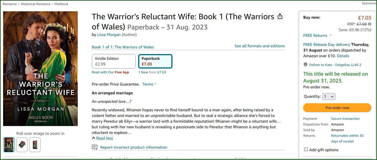 Grab a bargain! My upcoming paperback is on pre-order offer on Amazon UK Get it while it's hot 🔥🔥
#historicalromance #medievalromance #millsandboon #marriageofconvenience 

amazon.co.uk/Warriors-Reluc…