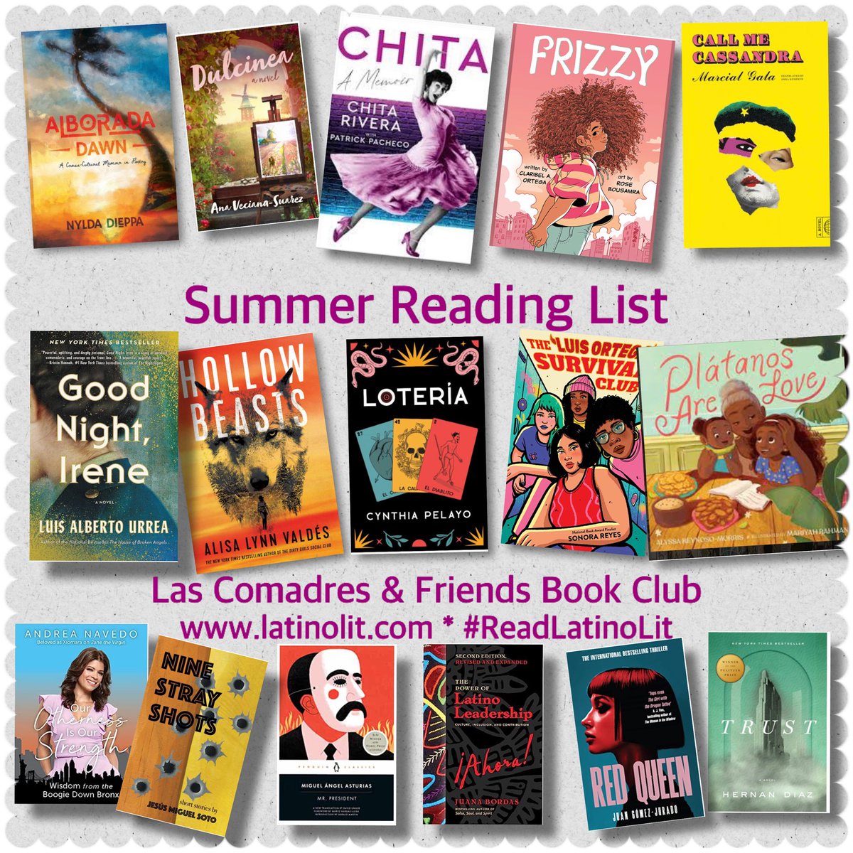 Comadres & Friends Bookclub (@readlatinolit) on Twitter photo #BookCation Spend your summer with these bestsellers from <a href="/AnaVeciana/">Ana Veciana-Suarez</a> <a href="/AndreaNavedo/">Andrea Navedo</a> @AlisaValdesRod1 <a href="/AReynosoMorris/">Alyssa Reynoso-Morris. Pre-order Plàtanos Are Love</a> <a href="/cinapelayo/">Cynthia Pelayo is on Instagram and Substack.</a> <a href="/SonoraReyes/">Sonora Reyes</a> <a href="/JuanGomezJurado/">Juan Gómez-Jurado</a> Hernan Diaz etc etc. Check out full list: latinolit.com/summer-reading…. #ReadLatinoLit #BookCation Spend your summer with these bestsellers from <a href="/AnaVeciana/">Ana Veciana-Suarez</a> <a href="/AndreaNavedo/">Andrea Navedo</a> @AlisaValdesRod1 <a href="/AReynosoMorris/">Alyssa Reynoso-Morris. Pre-order Plàtanos Are Love</a> <a href="/cinapelayo/">Cynthia Pelayo is on Instagram and Substack.</a> <a href="/SonoraReyes/">Sonora Reyes</a> <a href="/JuanGomezJurado/">Juan Gómez-Jurado</a> Hernan Diaz etc etc. Check out full list: latinolit.com/summer-reading…. #ReadLatinoLit
