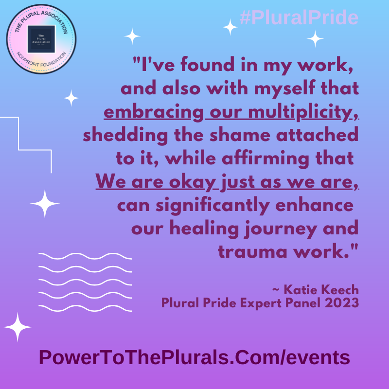 The Plural Association - Grassroots Nonprofit & (@tpanonprofit) on Twitter photo #PluralAcceptanceWeek is a time to break barriers & foster understanding!
Join us in promoting plural acceptance and showing compassion towards diverse identities.
Here is a quote by <a href="/KeechMft/">Katie Keech</a> from our #PluralPride Panel on Saturday!
Info below 🧵 #PluralAcceptanceWeek is a time to break barriers & foster understanding!
Join us in promoting plural acceptance and showing compassion towards diverse identities.
Here is a quote by <a href="/KeechMft/">Katie Keech</a> from our #PluralPride Panel on Saturday!
Info below 🧵