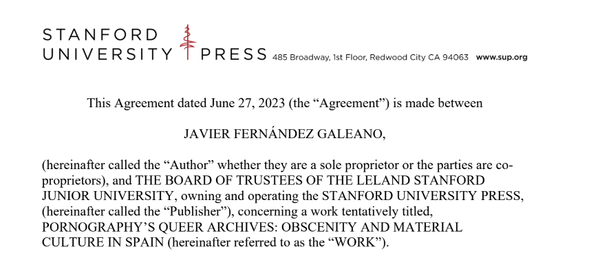 Making it official, my book on porn and queer archives in 20th-century Spain will be brought to you soon by SUP 💜💅🎊📕🥂@stanfordpress