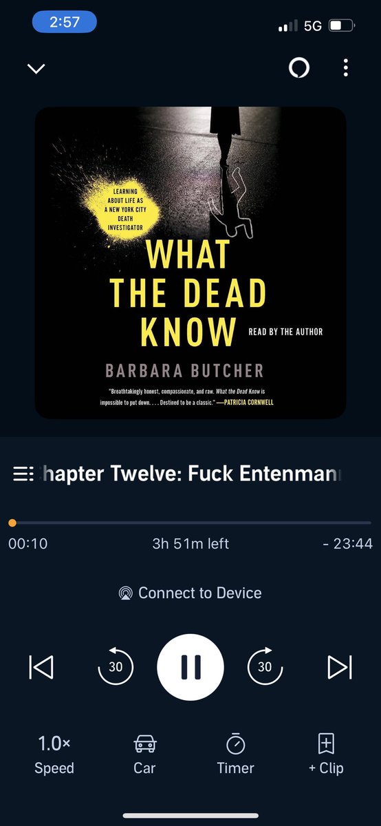 SO glad she released on audible. Can’t stop listening #barbarabutcher #whatthedeadknow