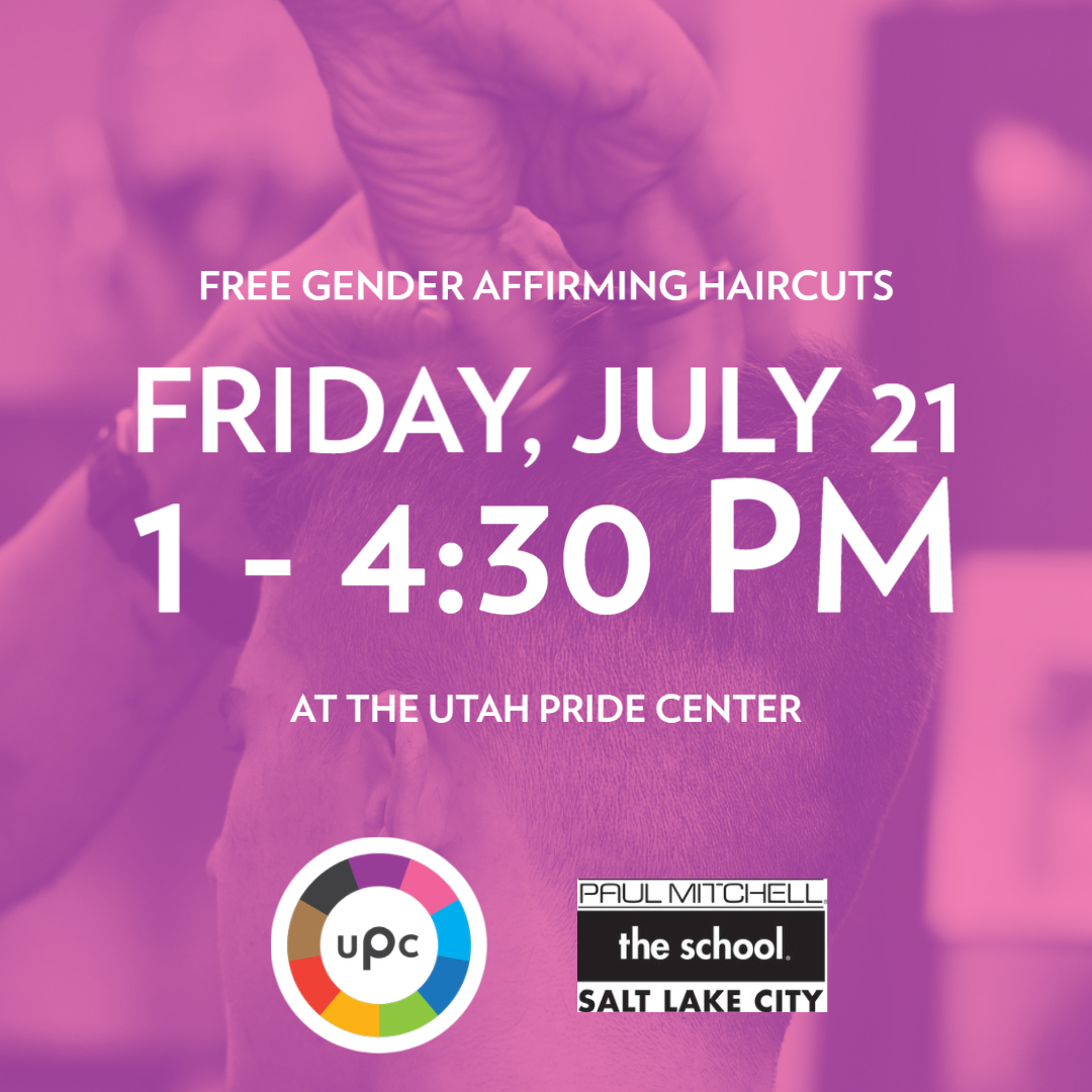 The Utah Pride Center is thrilled to team up with Paul Mitchell SLC school of beauty to offer free haircuts to the LGBTQ+ community! This Friday July 21 get your free haircut from 1 to 4:30 pm!
Reserve your spot here: eventbrite.com/e/free-haircut…
- limited spots available!