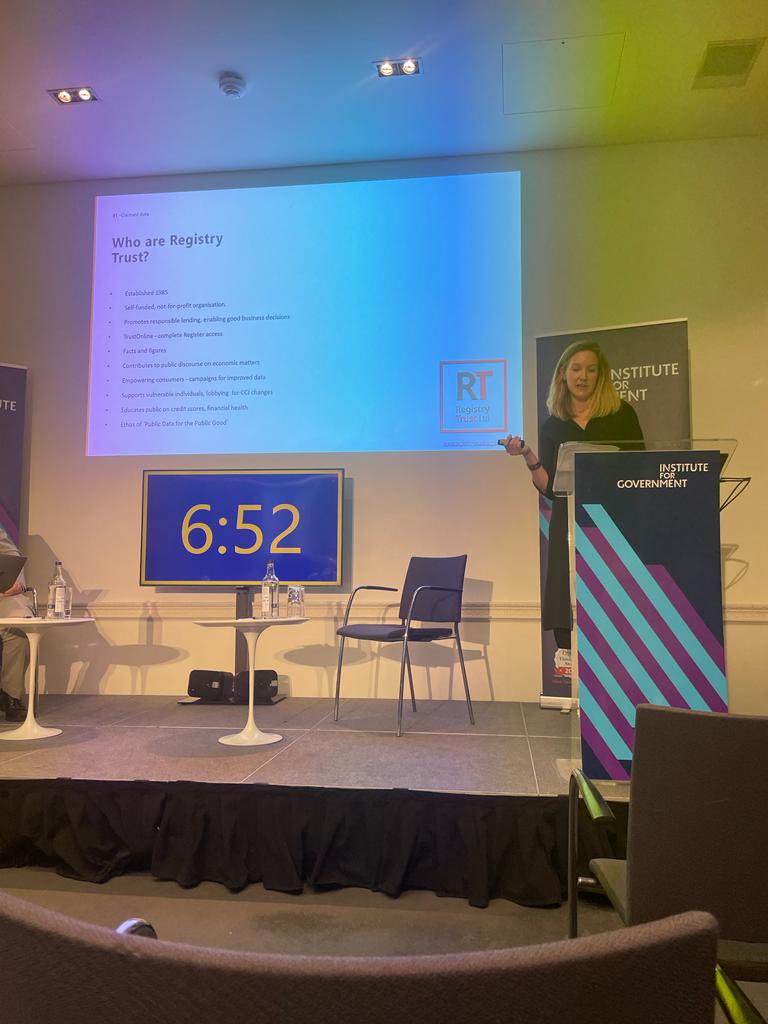 Great to see our client @registry_trust present at the @InstituteforGov Data Bites event, explaining the importance of publishing claimant data for CCJs #IfGDataBites