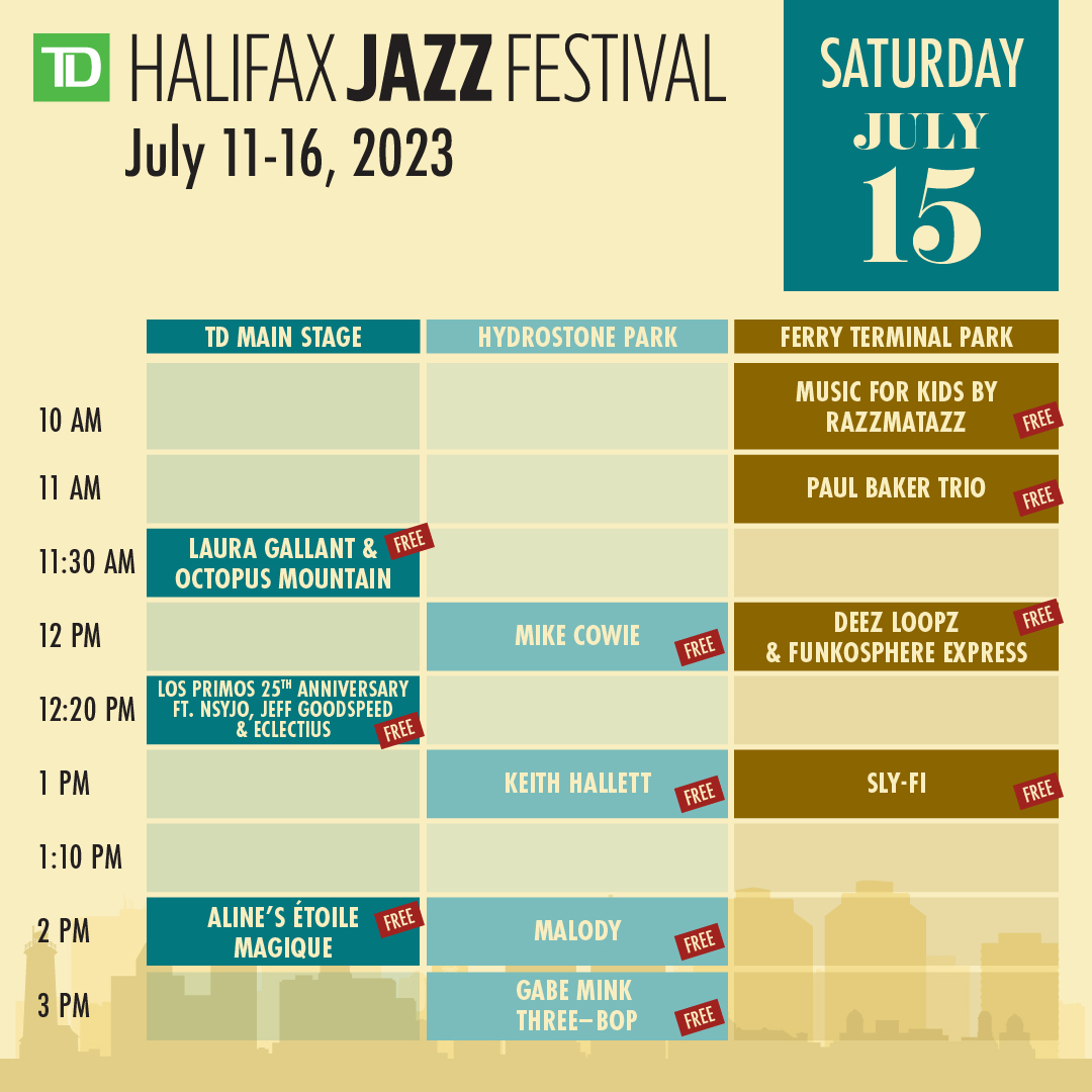 HFXJazzFest's tweet photo. It's a jammed packed Day 5 here at the @TD_Canada Halifax Jazz Festival! Get your tickets and info at https://t.co/eLTb5UBgCU #hjf2023 https://t.co/uaeu9vIhWn