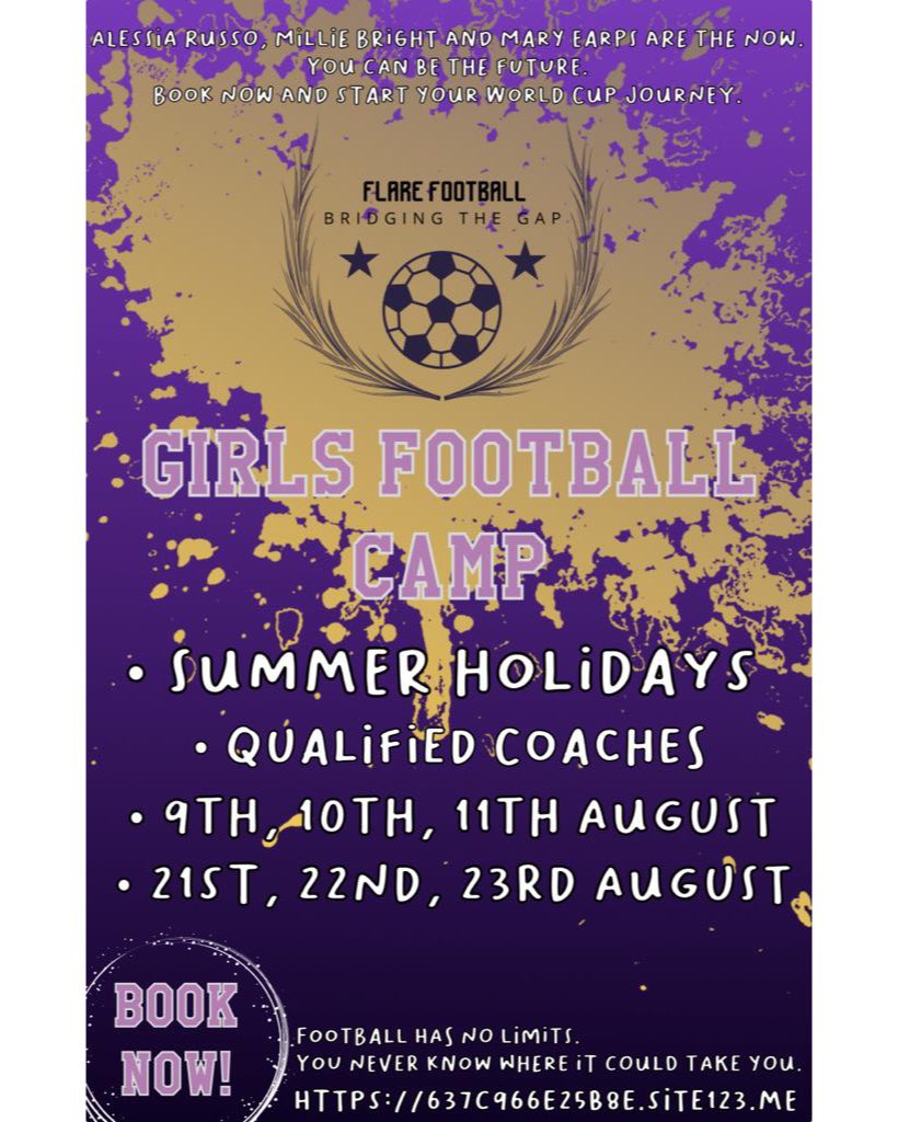 Last session of our 10 week block sessions this evening. 

We still have more football to offer so sign up to our summer holiday camps!

Venue: Oxford Spires Academy, Glanville Road Oxford, OX4 2AU

Time: 9.00am - 3.00pm 

Age: 5yrs - 16yrs

Cost: £22per day or £60 all 3 days.