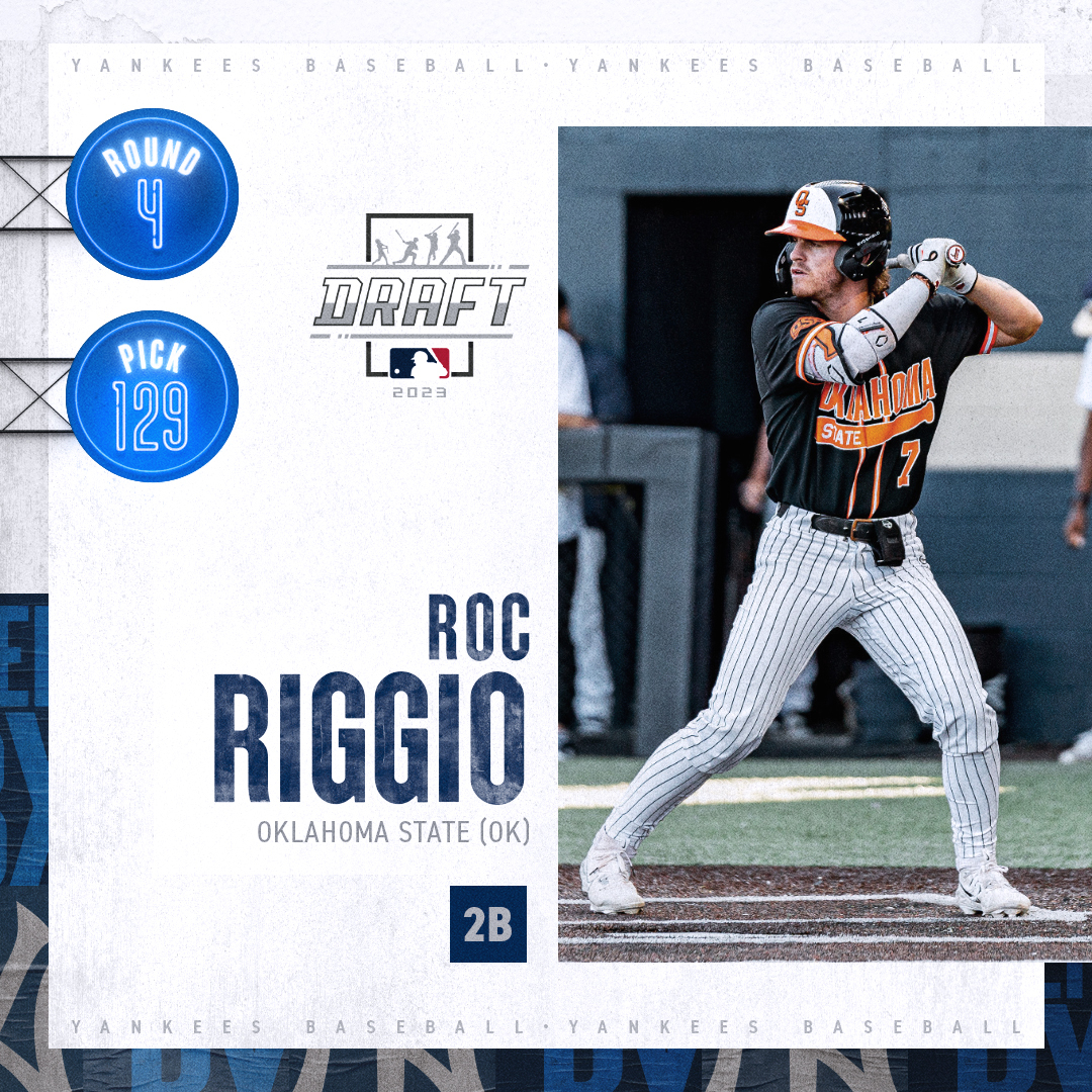 NYYPlayerDev's tweet photo. Round 4 | Pick 129: The New York Yankees select Roc Riggio out of Oklahoma State (OK).

#MLBDraft https://t.co/b3wcHrPlQs