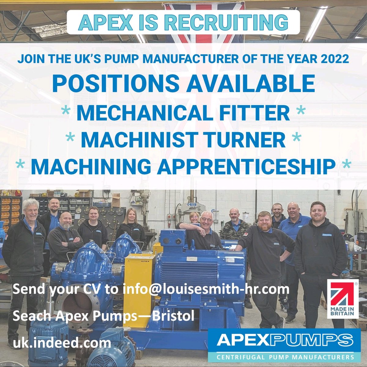 Here at Apex there are a number of opportunities available, come and join our growing team. #pumping #comeandjoinus #madeinbritain

No agencies please.