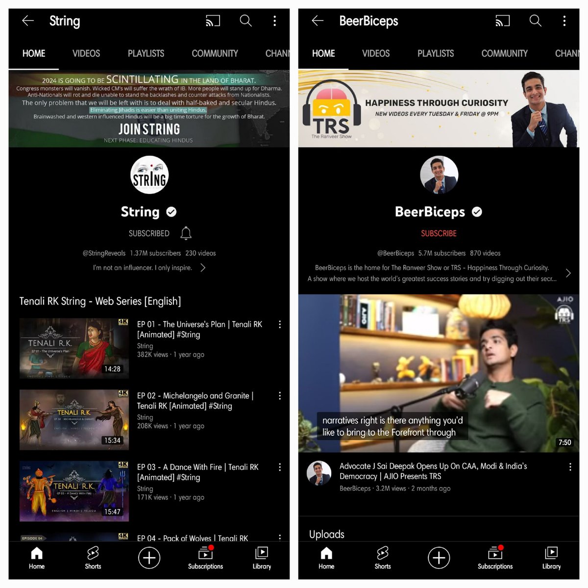 Gaurang01414448's tweet image. i just wish @StringReveals aka vinod anna would also get the same support what #beerbiceps is getting. no doubt both are doing well but what #vinodanna is doing deserves equal support as he is directly fighting with the #leftecosystem 
KINDLY SUPPORT @StringReveals equally guys🚩