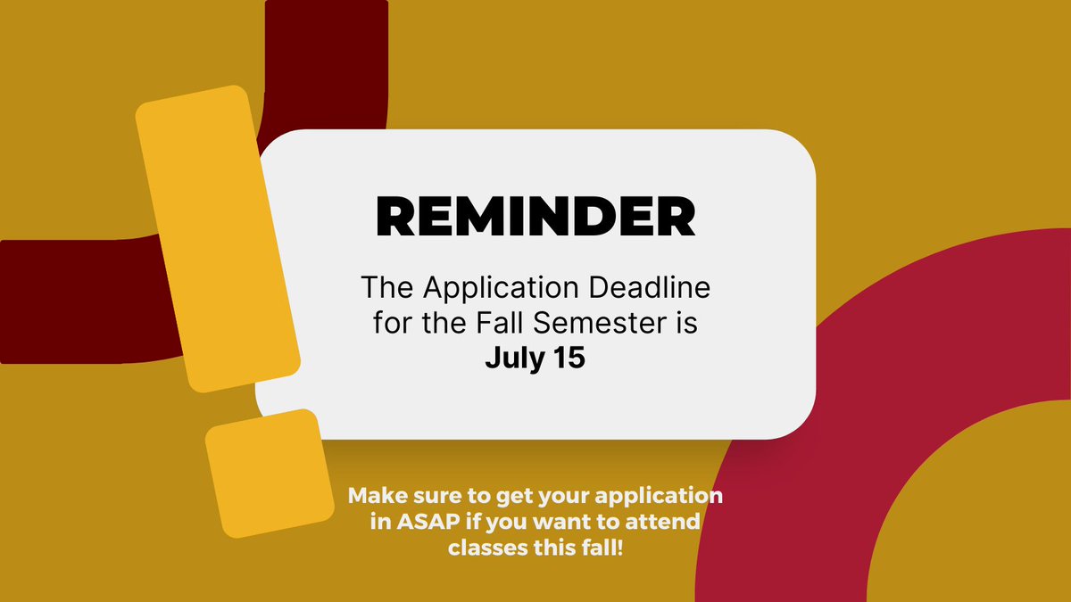 The application deadline for Fall 2023 is July 15 for many of our graduate programs! Apply today to not miss a Fall 2023 start! 

➡️ tinyurl.com/applyWUGS
 
This deadline does not apply to all of our programs, so check our website for your program's deadline.