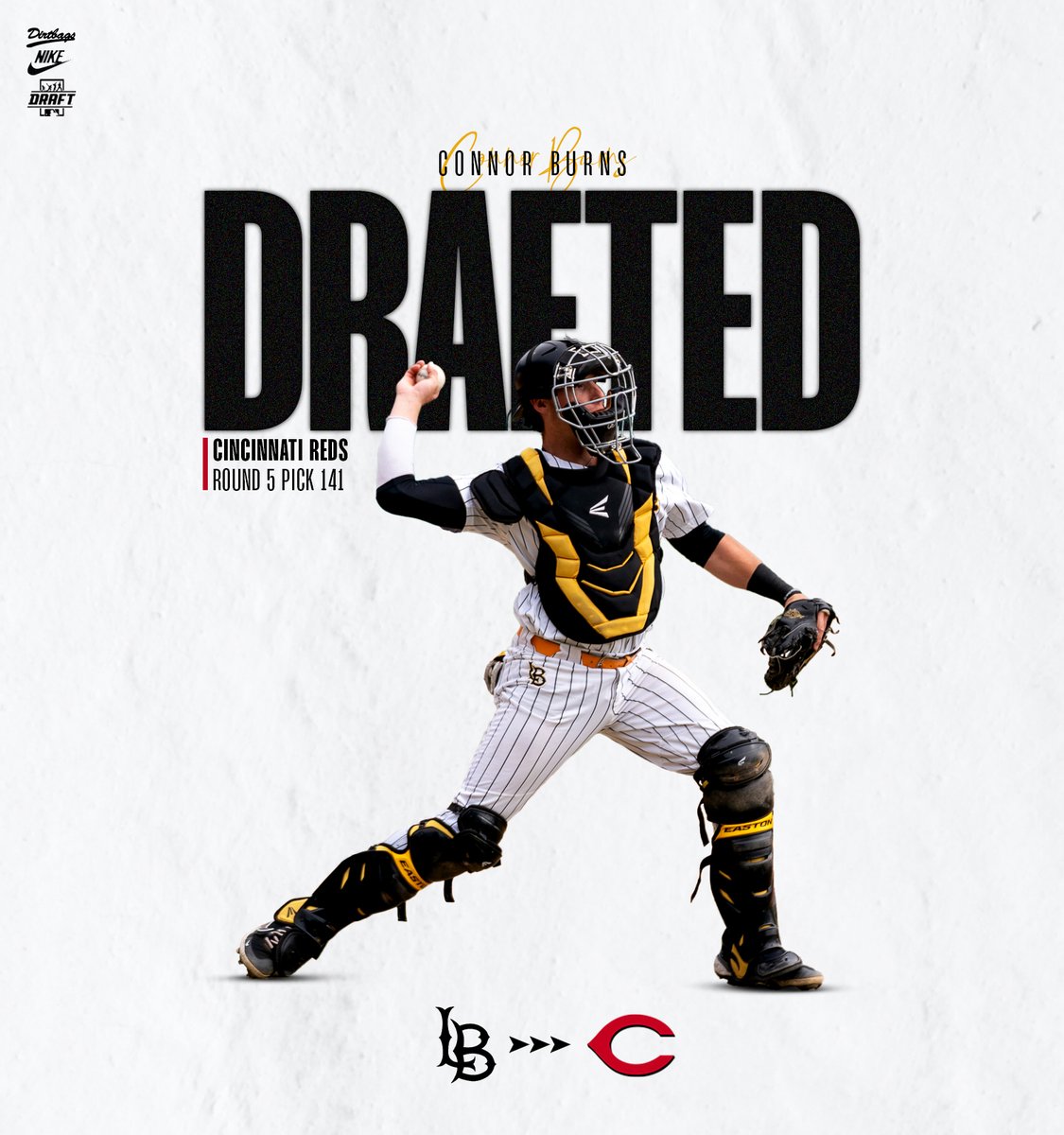 LBSU Dirtbags (@lbdirtbags) on Twitter photo CINCY BOUND!
Burnsy has been selected by the <a href="/Reds/">Cincinnati Reds</a> in the fifth round of the MLB Draft!
#skoBags x #MLBDraft CINCY BOUND!
Burnsy has been selected by the <a href="/Reds/">Cincinnati Reds</a> in the fifth round of the MLB Draft!
#skoBags x #MLBDraft