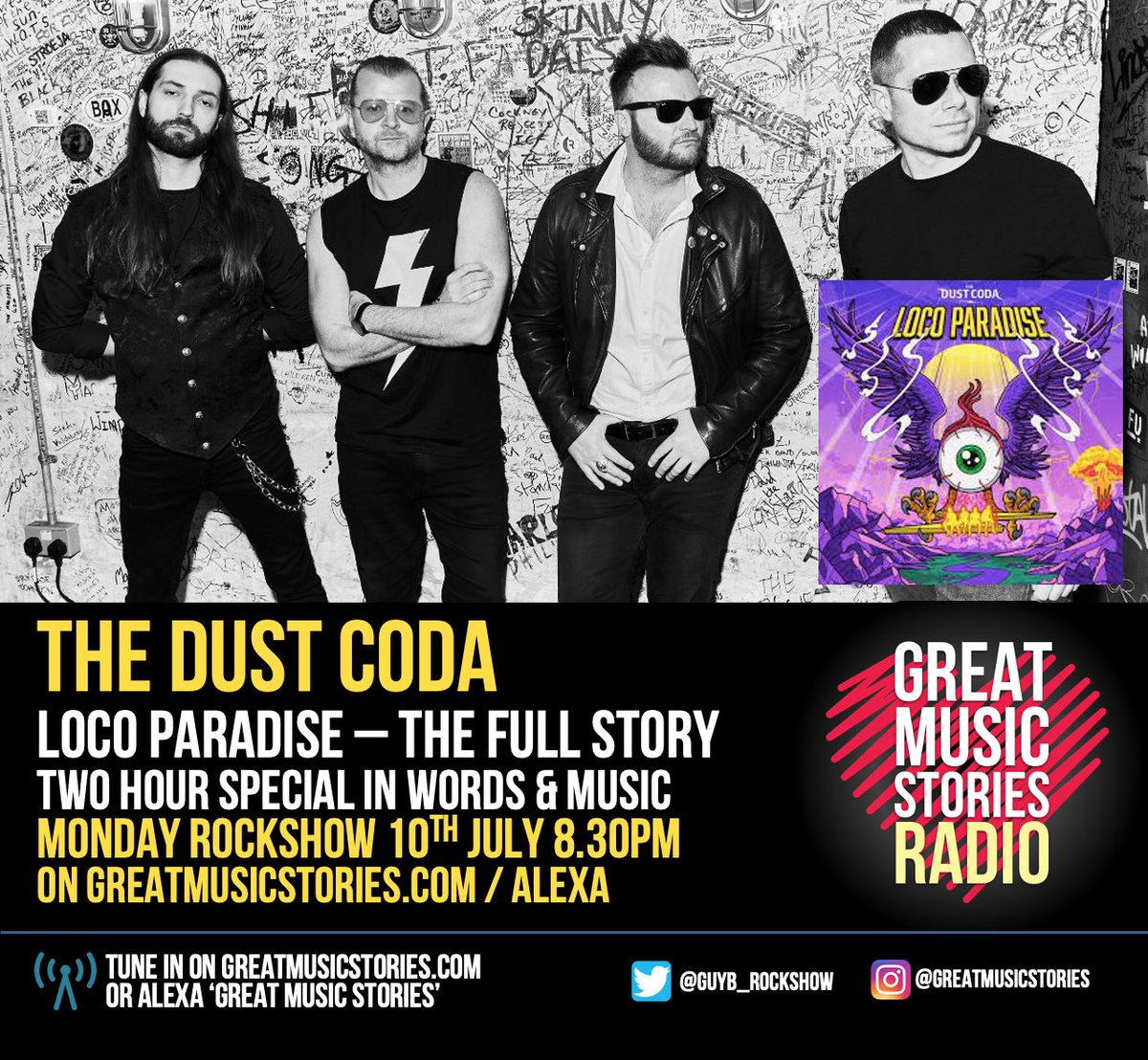 GuyB_rockshow's tweet photo. BOOOM!!! Huge congrats @TheDustCoda &amp; @EaracheRecords !!!
Number ELEVEN in the official album midweek chart. Wow!

Up next, a special 90/120 interview feature on the full story behind ‘Loco Paradise’

8.30pm on https://t.co/QwdpOSZDCT / alexa https://t.co/s2FV8pWQaJ