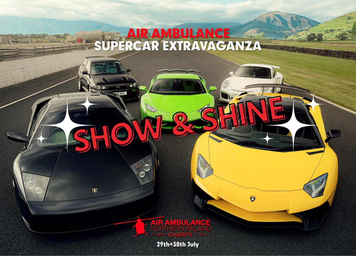 AirAmbulanceNI's tweet image. We're excited to announce there'll be a Show &amp;amp; Shine competition at our Supercar Extravaganza this July! Think your car has got what it takes to win a prize? Get your vehicle ready for Sun 30th July at Bishopscourt Racing Circuit. 

🏁 Register here: eventmaster.ie/event/99M1sw5H…