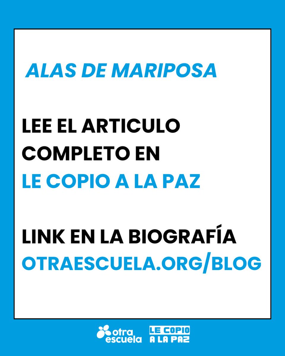 Otra_Escuela's tweet photo. 🦋 Teatro: Mujeres víctimas del conflicto armado vuelan con alas de mariposa. 
Puedes leer el articulo completo en nuestro blog: https://t.co/9qhMnGwnxI

#Mujeres #mujeresconstructurasdepaz #teatro #construccióndepaz #colombia https://t.co/M0GAxjjPAs