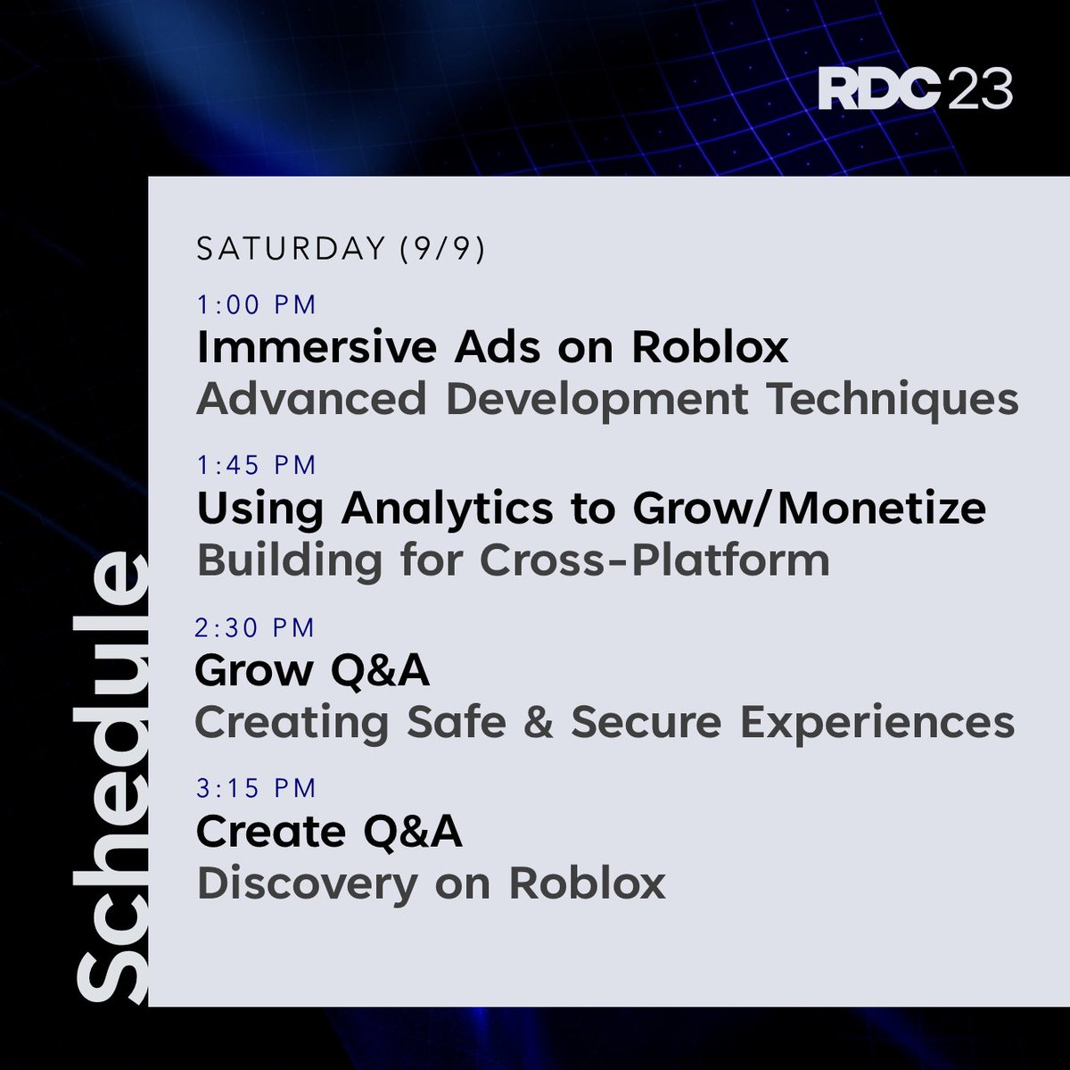 Bloxy_News's tweet image. Day 1 of #RDC23 officially kicks off in a few hours! Here&apos;s the agenda for the next few days, including keynotes, breakout sessions, and more.

View the full schedule: rdc23.fnvirtual.app/a/schedule/