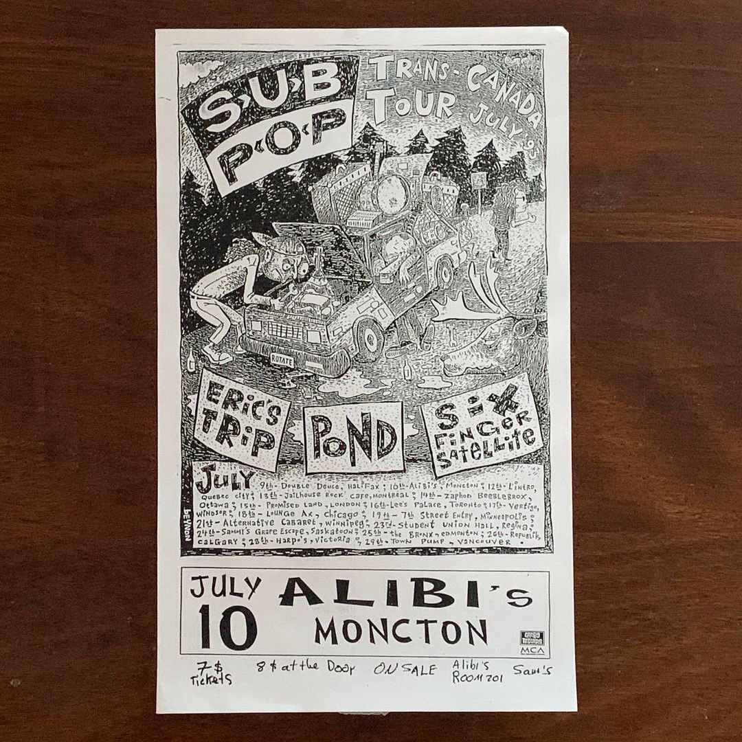 0sttttt's tweet photo. 30 years ago today, on July 10,1993 , #EricsTrip continued their tour with @PONDband &amp; @6FS to Alibi’s Pub, in Moncton, NB. 

No photos or tapes are circulating of this date. 😔 https://t.co/D8M3bBlPbd