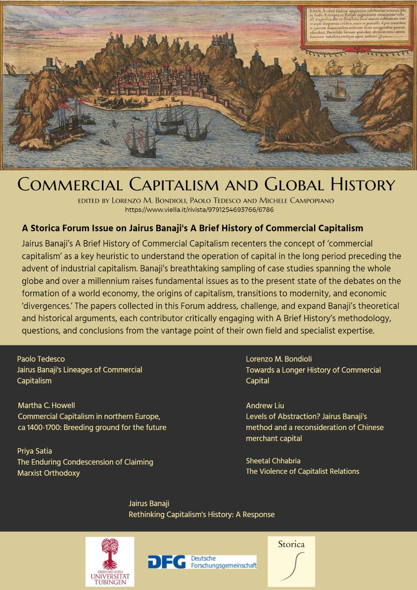 Our special issue Commercial Capitalism and Global History is out and available for download in open access (yes, you heard right, open): viella.it/toc/6786 Six authors discuss Jairus Banaji's A Brief History of Commercial Capitalism, with a response from the author - enjoy!