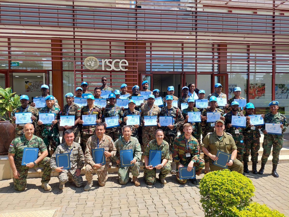 UN_OpSupport's tweet photo. 2023 1st Field Medical Assistants Course (#UNFMAC) concluded last Wednesday in Entebbe, Uganda 🇺🇬 28 trainees enhanced their @UNPeacekeeping field medical skills + 7 instructors were certified as Head Trainers and will be welcomed back to guide future training. Congrats to all 🎉 https://t.co/4oJ70GXvYO