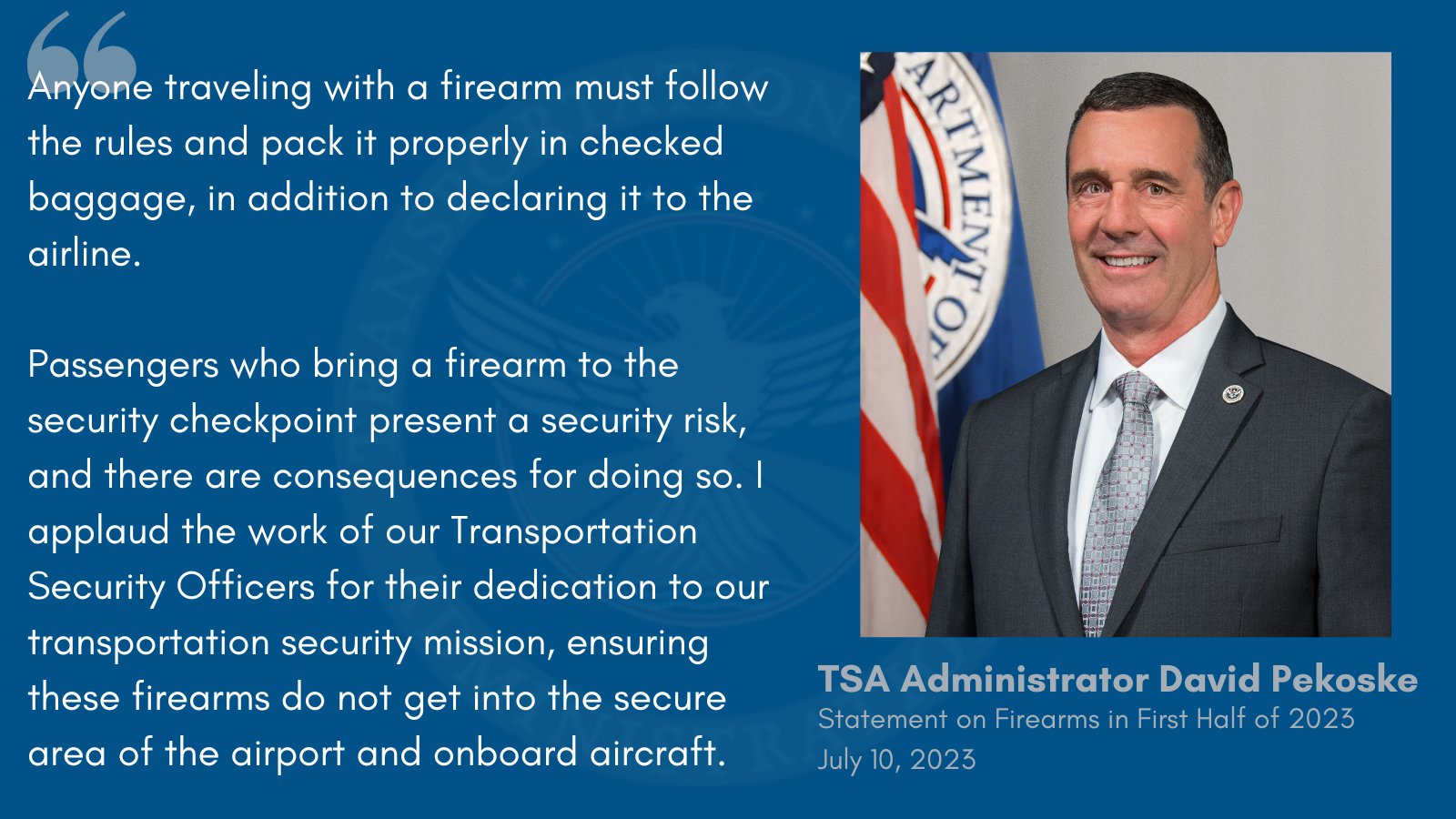 David P. Pekoske on Twitter "Passengers who wish to travel with a