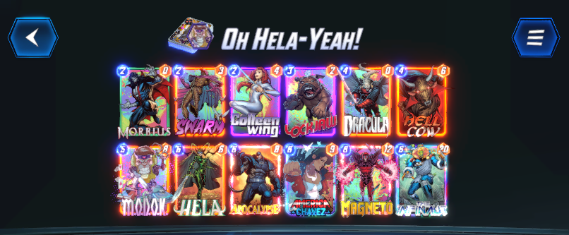 milezeromedia's tweet photo. Climbed from 63 to Infinite this season with Bohe's Hela Lockjaw build. Super fun deck and quite resilient in the meta.

@MarvelSnapZone @SnapDecks @den_CCG #MarvelSnap https://t.co/p0Mmzmc0Cv