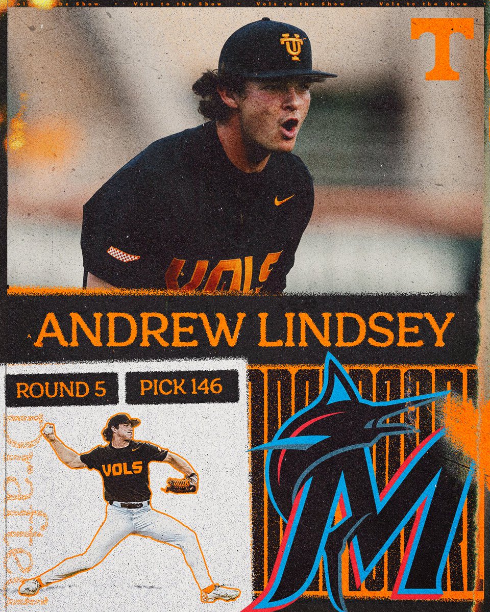From Rocky Top to South Beach, Andrew Lindsey heading to Miami! 🏖️

With the 146th pick in the MLB Draft, he is taken by the <a href="/Marlins/">Miami Marlins</a>!!

#GBO // #OTH // #MakeItMiami