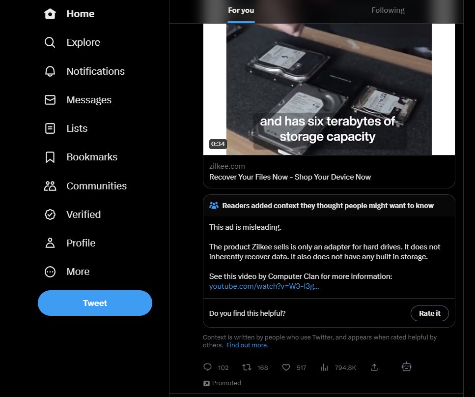 LeeLKennedy's tweet photo. Twitter is getting so desperate, they're running ads that they're labeling as misleading🤣 https://t.co/J2ns6NMrKb