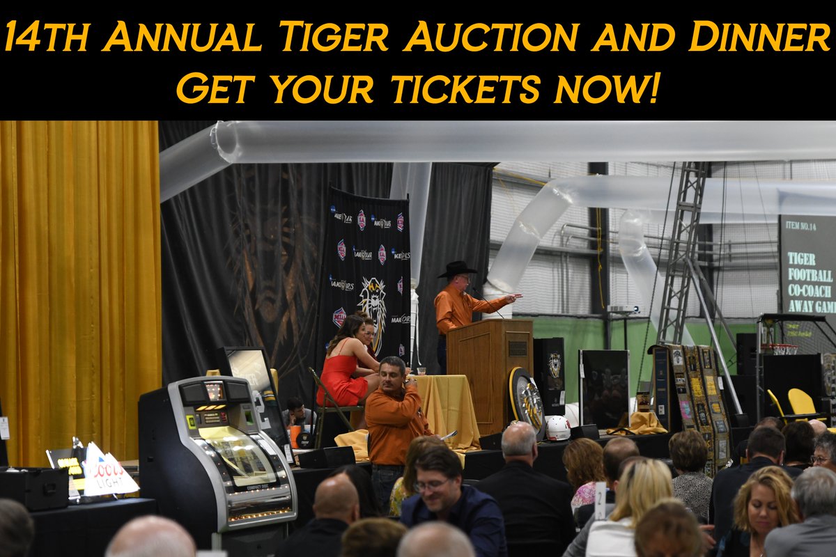 fhsuathletics's tweet photo. Online ticket sales for the Tiger Auction and Dinner are back up and running! Visit https://t.co/ihf2N8zeu0 to get your tickets today. Only 600 tickets available at $100 per person! #RoarTigers #DefendTheFort #TigerAuction https://t.co/EIEZvaK7gY