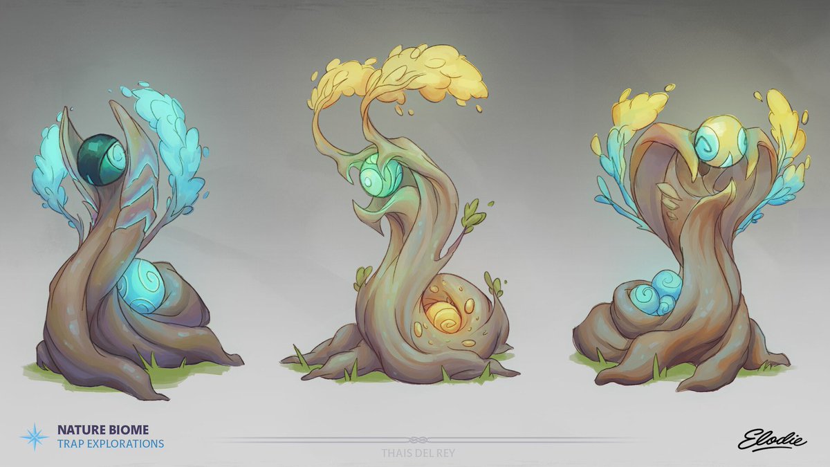 RedHexa's tweet photo. Excited to share some of the stuff we have been working on here at Elodie!! These are some concepts for nature traps/hazards I did🌿 https://t.co/vMvbtzc2fQ