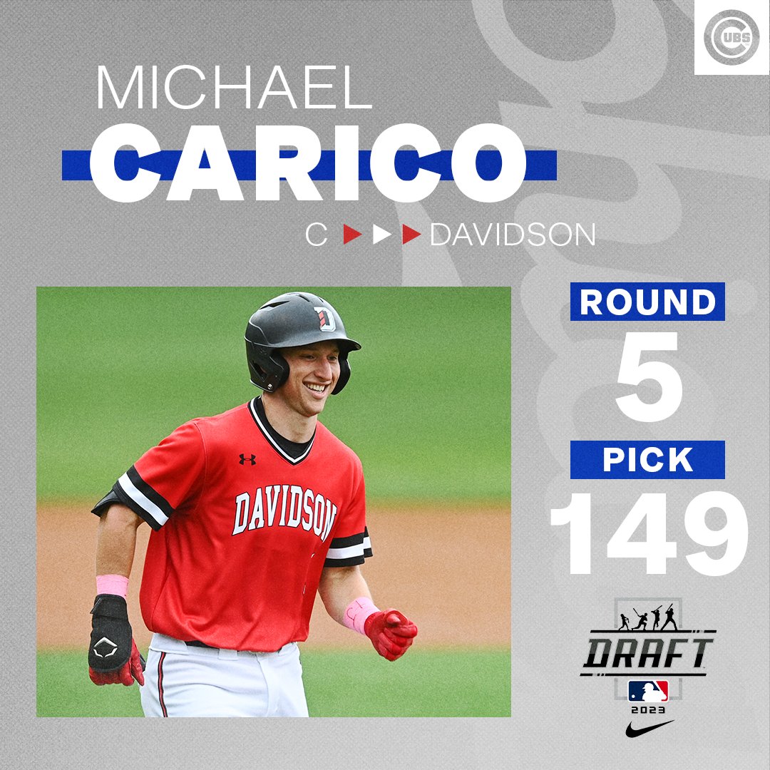 Chicago Cubs (@cubs) on Twitter photo With the 149th overall pick in the 2023 #MLBDraft, the #Cubs selected C Michael Carico of <a href="/DavidsonBASE/">Davidson Baseball</a>. With the 149th overall pick in the 2023 #MLBDraft, the #Cubs selected C Michael Carico of <a href="/DavidsonBASE/">Davidson Baseball</a>.