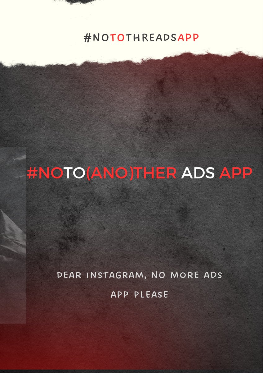 thin_elephant's tweet photo. Time to show support to #Twitter 
Say no to monopolistic capitalization of free speech.
SAY NO TO (ano)THER ADS APP
#notothreadsapp

#ElonMusk https://t.co/kAPMwk7G1o