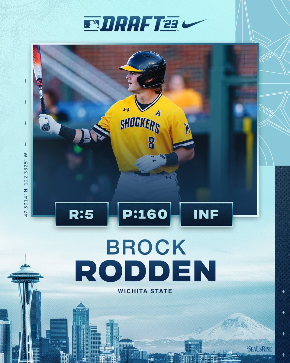 Seattle Mariners (@mariners) on Twitter photo Seattle bound ✈️
We’ve selected INF <a href="/RoddenBrock/">Brock Rodden</a> from <a href="/GoShockersBSB/">Wichita State Baseball</a> with the 160th pick in the 2023 #MLBDraft. #SeaUsRise Seattle bound ✈️
We’ve selected INF <a href="/RoddenBrock/">Brock Rodden</a> from <a href="/GoShockersBSB/">Wichita State Baseball</a> with the 160th pick in the 2023 #MLBDraft. #SeaUsRise