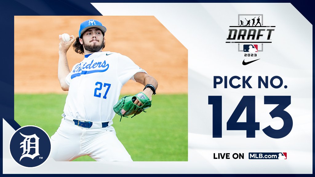 With the 143rd pick, the <a href="/Tigers/">Detroit Tigers</a> select <a href="/MT_Baseball/">Middle Tennessee Baseball</a> right-handed pitcher Jaden Hamm, No. 218 on the Top 250 Draft Prospects list.

Watch live: atmlb.com/3NMtu27