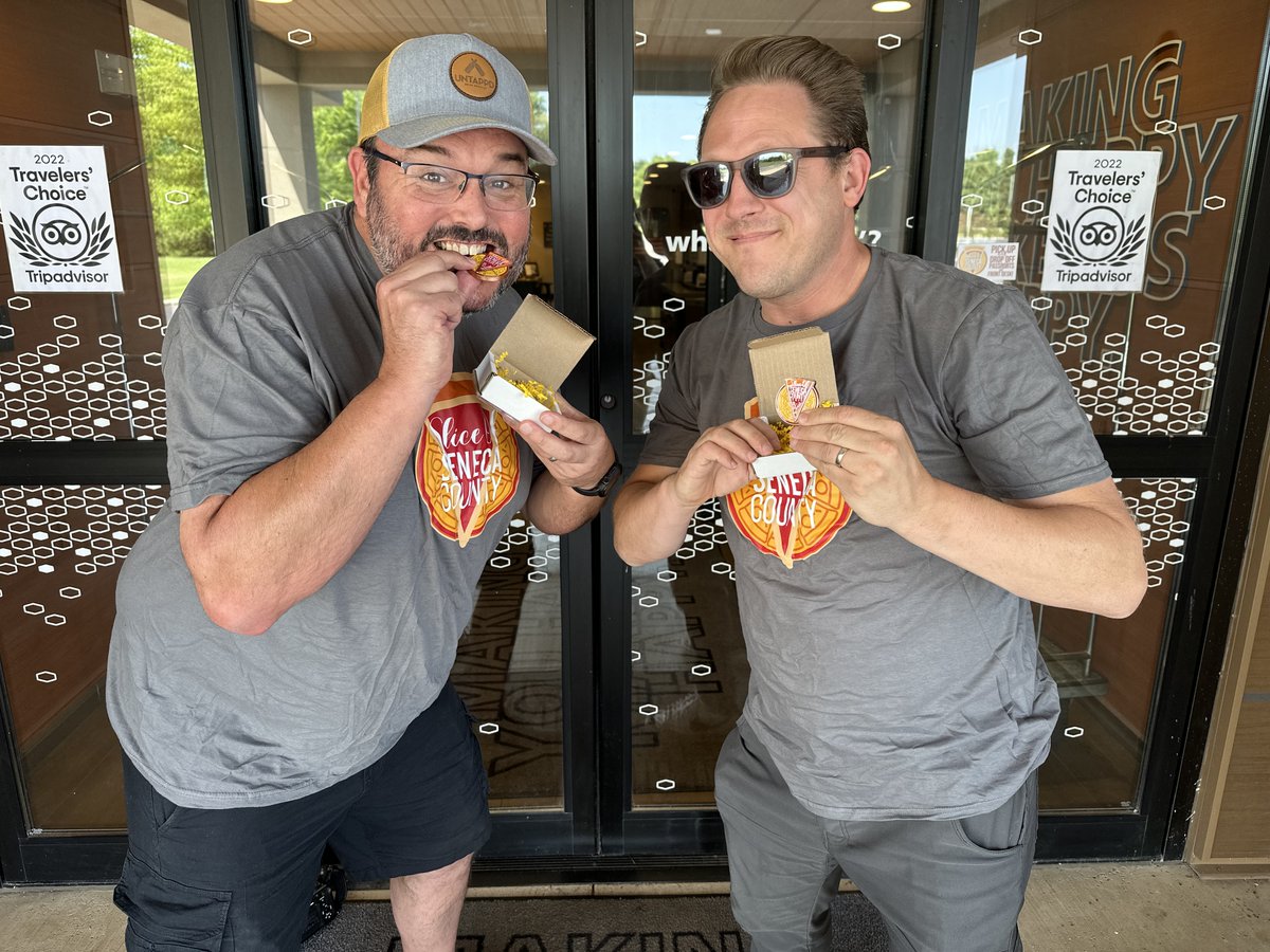 SenecaCounty's tweet photo. Joshua Johnson with @Geocachingvlogs and Craig Mitchell with @Seemyshell have successfully completed the Slice of Seneca County Pizza &amp; Geocaching Trail! We can't wait to share their podcast and video blog from their time in Seneca County! https://t.co/wtkCoLJPRX