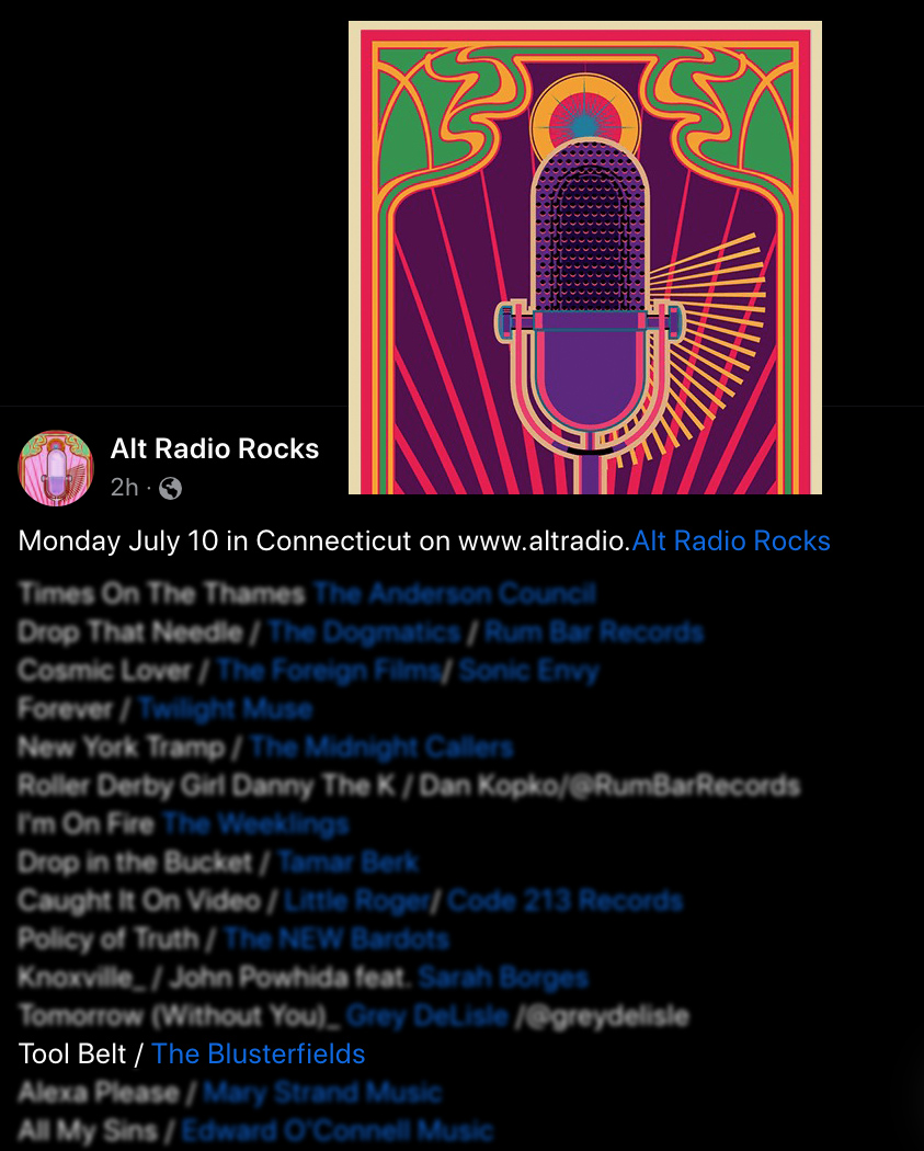 blusterfields1's tweet image. We'd like to thank ALTRadioRocks for playing Too Belt!

@AltRadioRox