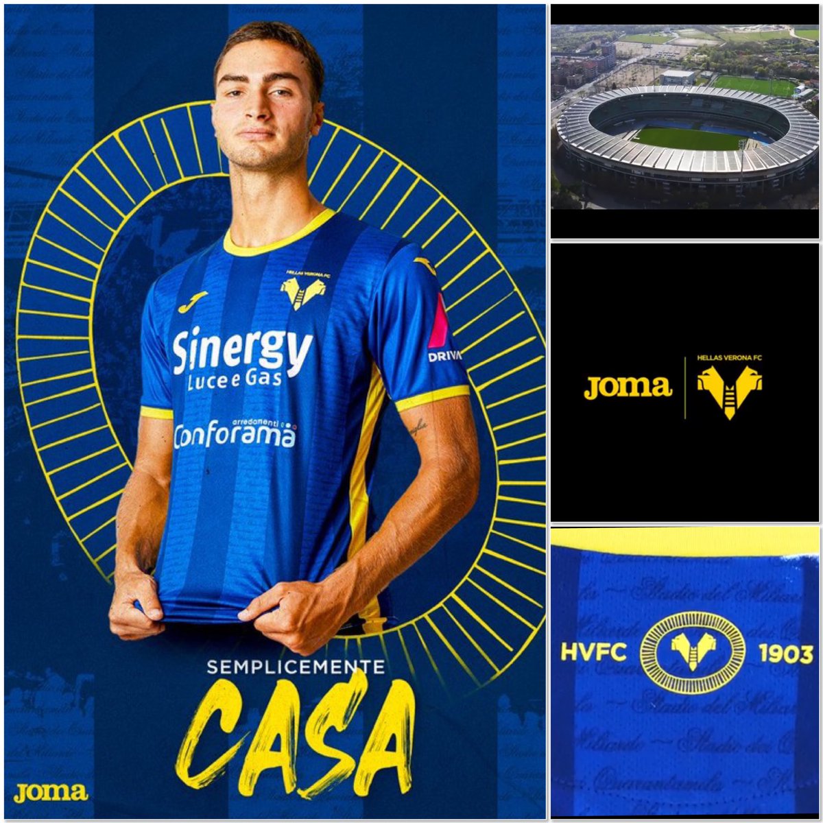 🟦🟨🟦 Hellas Verona 🟦🟨🟦 120 years old and this shirt celebrates 60 years at the Bentegodi Stadium 🏟 Decent debut with Joma…